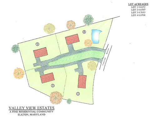 Lot plan drawing for Valley View Estates in Elkton, Maryland